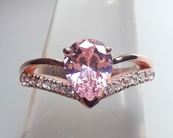 Pear Pink Sapphire Ring: Rose Gold Sterling Silver Promise Ring