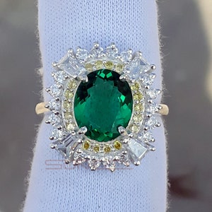 Emerald Ring- For Women And Girls Engagement Ring 925 Silver Green Stone Ring Anniversary Birthday Gift For Her- Mother&#39;s Day Gift