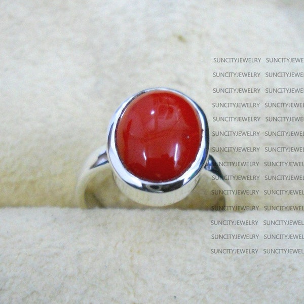 Natural Coral Ring-Astrological Purposes-Genuine Coral Gemstone Handmade Ring-For Men and Women Ring Birthstone Jewelry Mother's Day Gift