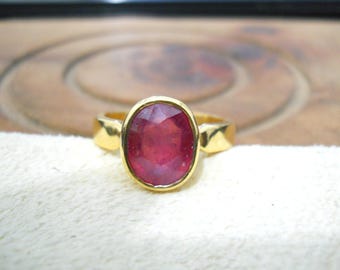 Natural Ruby Ring, 6.20ct 925 Sterling Silver, Panchdhatu, Gold Alloy July Birthstone, Handmade Astrological Ring For Unisex, Birthday Gift