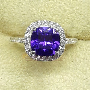 Cushion Cut Tanzanite Ring: Sterling Silver Birthstone Jewelry