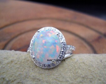 Opal Ring, 925 Sterling Silver, Birthday Anniversary Gift For Her, Women Ring