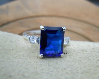 Blue Sapphire Ring, Birthday Anniversary Gift For Her, Women Ring, 925 Sterling Silver Jewelry