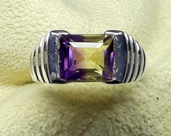 Handgemachter Kissenring mit Ametrin: 925 Sterling Silber Zargenfassung