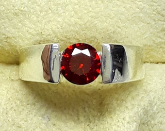 Natural Garnet Ring-Hessonite Stone Ring-Birthstone Ring For Men or Women-Statemente Ring-Wedding Engagement Ring-Anniversary Jewelry