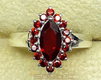 Natural Hessonite Ring Very Stylish Very Classic imperial Birthstone Garnet Jewelry Hessonite Garnet Ring In Sterling Silver For Women