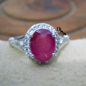 Natural Ruby Ring: Sterling Silver, July Birthstone, Dainty Style
