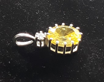 Yellow Sapphire Pendant, 925 Sterling Silver, Anniversary Birthday Gift For Her, Women Pendants