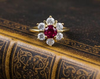 Dainty Ruby Ring: Minimalist 925 Sterling Silver July Birthstone