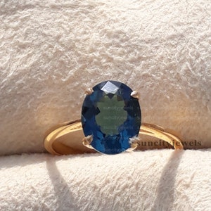 5.15 Carat Teal Sapphire Ring-Peacock Green Sapphire Engagement Anniversary Ring-Handmade Ring-teal Oval Shape Ring-925 Sterling Silver ring