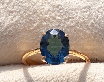 5.15 Carat Teal Sapphire Ring-Peacock Green Sapphire Engagement Anniversary Ring-Handmade Ring-teal Oval Shape Ring-925 Sterling Silver ring