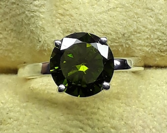 Teal Sapphire Ring: 5.25 Carat Green Blue Stone, Sterling Silver Promise Ring