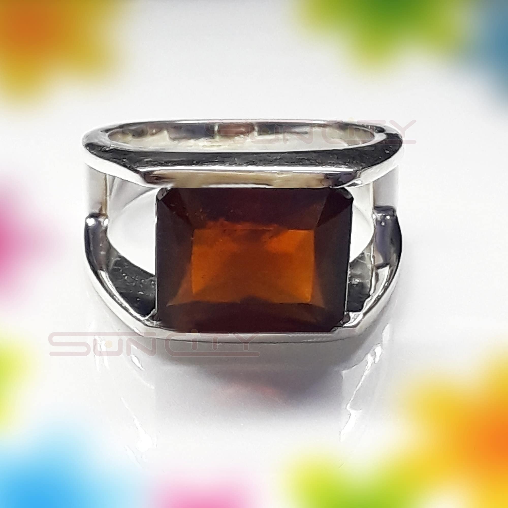 Buy SIDHARTH GEMS Gomed Ring 9.25 Ratti Silver Plated Natural and Certified  Hessonite Garnet (Gomed) Astrological Gemstone Adjustable for Men and Women  at Amazon.in