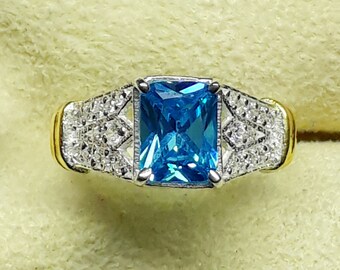 Blue Topaz Sterling Silver Ring: Bridal Engagement Jewelry