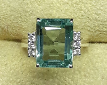 Emerald Cut Aquamarine Ring – Sterling Silver Anniversary Gift