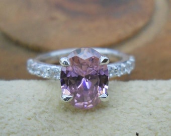 Padparadscha Sapphire Ring: Pink Gemstone, 925 Sterling Silver