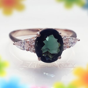 Türkiser Saphir Ring: 925 Sterling Silber, Damenring mit Kissenschliff