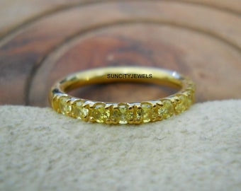 Yellow Sapphire Sterling Silver Ring: Handmade Gemstone Band