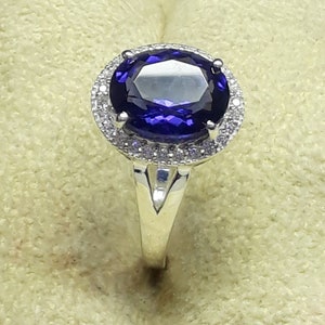 Blue Tanzanite Sterling Silver Ring: Oval Birthstone Jewelry
