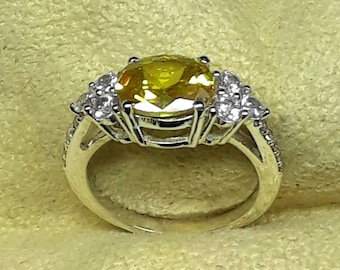 Natural Yellow Sapphire Ring: Handmade Sterling Silver Birthstone Jewelry