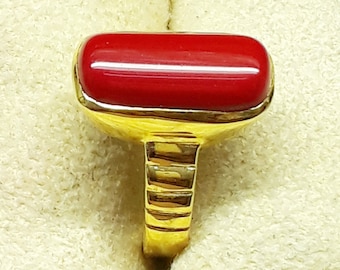 Red Coral Ring,  925 Sterling Silver, Panchdhatu, Handmade Natural Gemstone Jewelry, Unisex Ring, Birthstone Ring, Gift For Her/him