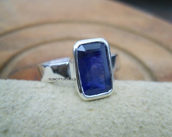 Natural Blue Sapphire Ring, Sterling Silver or Panchdhatu, Astrological Birthstone Ring For Her/Him