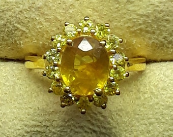 Natural Yellow Sapphire Ring: Sterling Silver Birthstone Jewelry