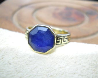 Natural Blue Sapphire Ring, 5.50Ct, 925 Sterling Silver, Panchdhatu, Gold Alloy, September Birthstone, Handmade Jewelry, Gift for Her/him