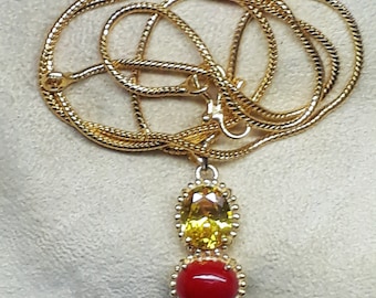 Natural Coral pendant-Natural Yellow Sapphire Pendant-for Men Pendant and For women-for astrology purpose Birthstone pendant For Unisex