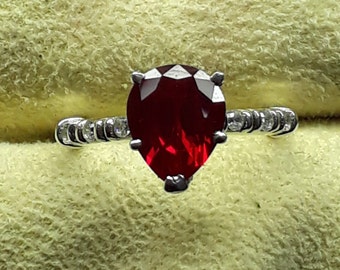 Heart Ruby Ring: 3.15 Ct Sterling Silver Engagement Jewelry