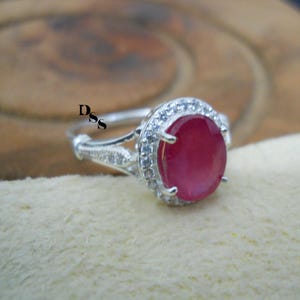 Natural Ruby Ring: Sterling Silver, July Birthstone, Dainty Style