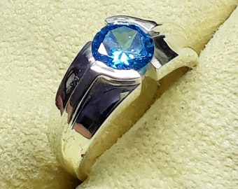 London Blue Topaz Ring: Sterling Silver November Birthstone