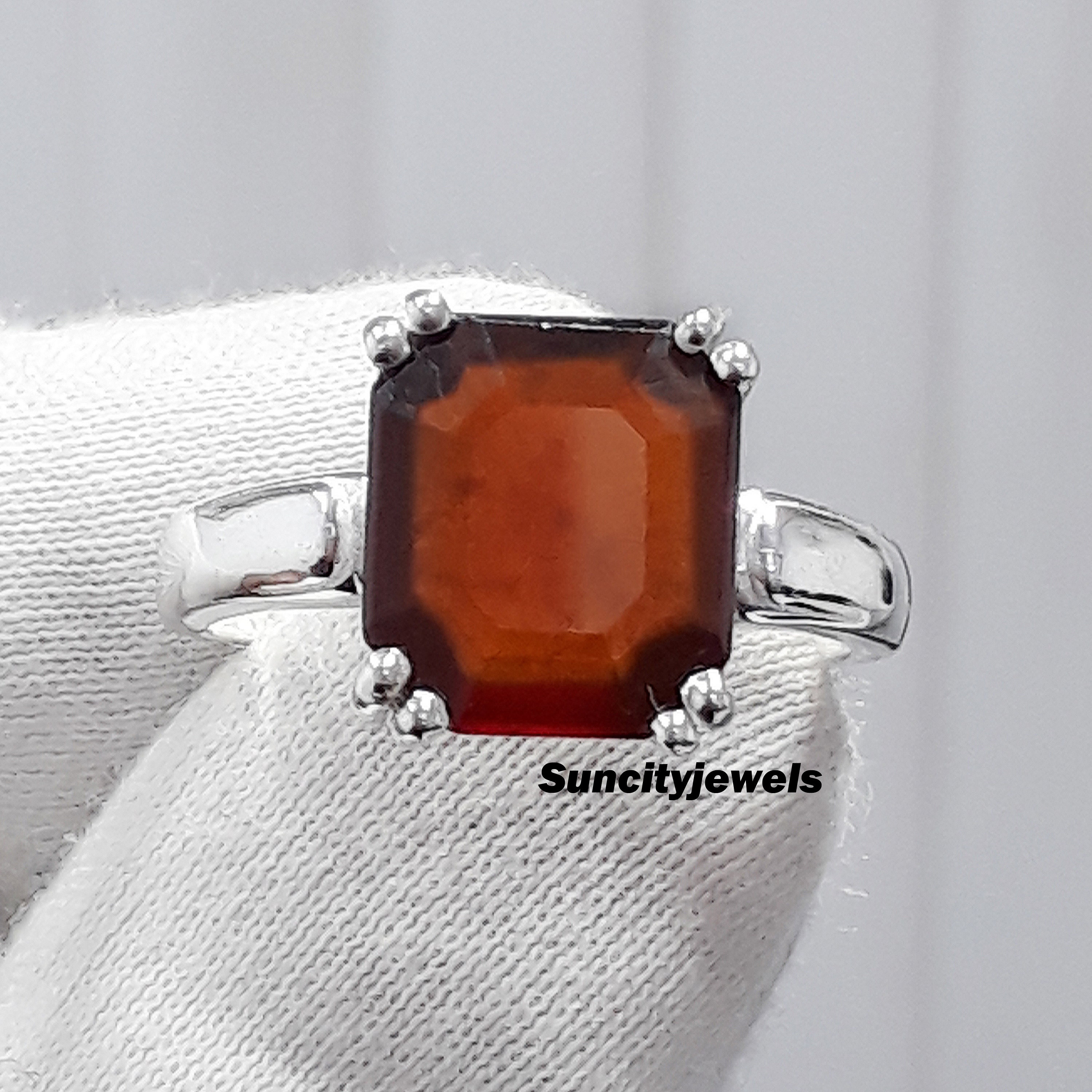 gomed stone ring 9.00 Carat 10.25 ratti Certified AA++ Natural Gemstone Gomed  Hessonite Stone ring