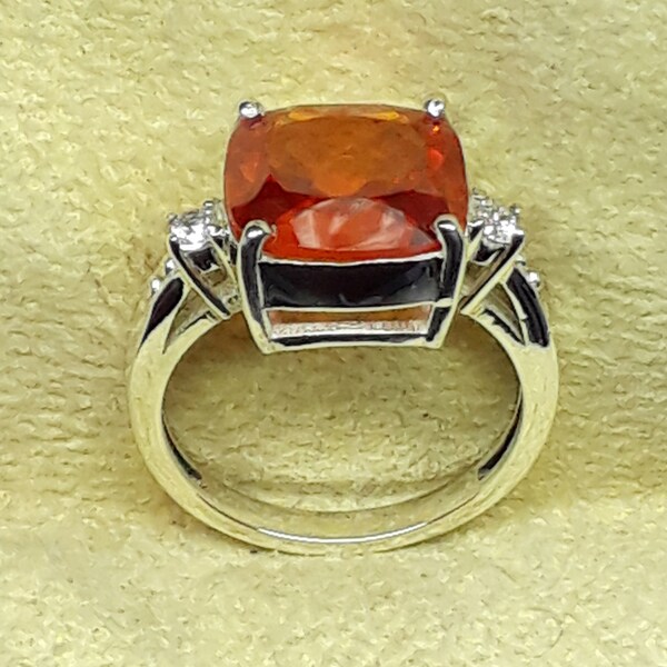 Bague en saphir naturel padparadscha, bague orange coucher de soleil d'été, couleur Anastasia, bague en argent saphir, bijouterie fine