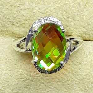 Sunset Mystic Topaz Color Change Stone Ring-Madeira Citrine Summer Sunset Orange Ring-Anastasia Topaz Silver Ring-Dublet Stone Jewelry Ring