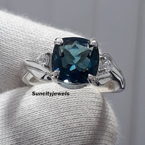 Peacock Teal Sapphire Ring: 925 Sterling Silver, Handmade
