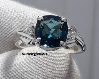 Peacock Teal Sapphire Ring: 925 Sterling Silver, Handmade
