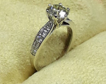 Moissanite Engagement Ring: 3.15 Carat Round Cut, Sterling Silver