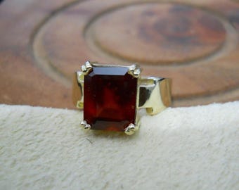 Natural Hessonite Gemstone Ring: Sterling Silver, Gold Plated Panchdhatu