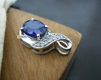 Natural Certified Blue Sapphire/Handmade Birthstone Pendant For Women/Anniversary Gift/Christmas gift/Gold Plated Pendant/Gift For Her