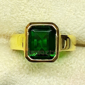 Certified Emerald Ring, 18k Gold Plated, 925 Sterling Silver Ring, Handmade Green Gemstone Ring, Birthday Wedding Anniversary Gift For Her