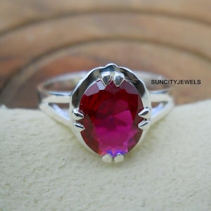 Ruby Ring: 925 Sterling Silver, Red Gemstone - July Birthstone