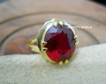 Handmade Oval Ruby Ring: 18k Gold Vermeil 925 Sterling Silver