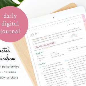 Pastel Daily Digital Journal, GoodNotes Journal, Notability Journal, Digital Diary, Minimalist Daily Wellness Reflection Journal | Rainbow