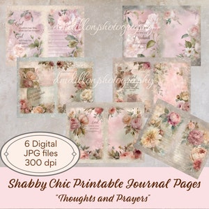 Druckbare Junk-Journal-Innenseiten „Gedanken und Gebete“, Set mit 6 digitalen Download-Dateien, Journaling, Scrapbooking, Ephemera und mehr