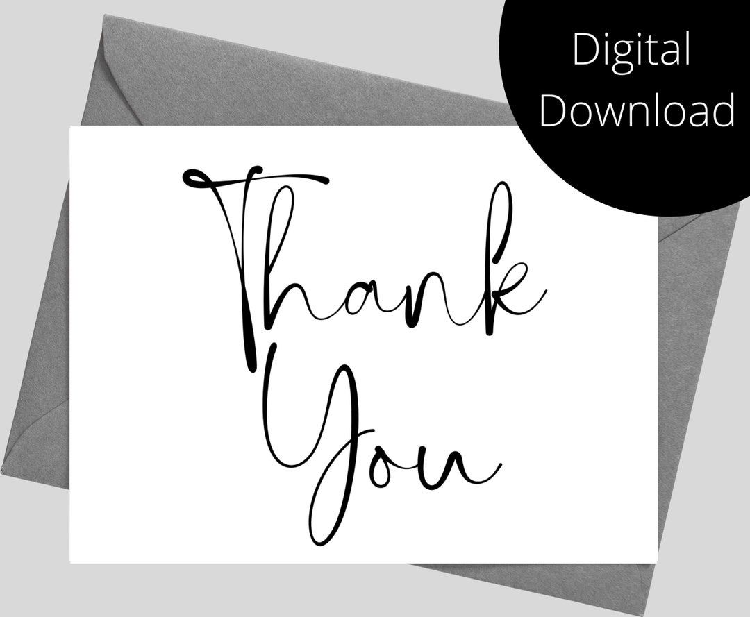 Printable Thank You Card, Thank You Card Printable, Digital Download ...