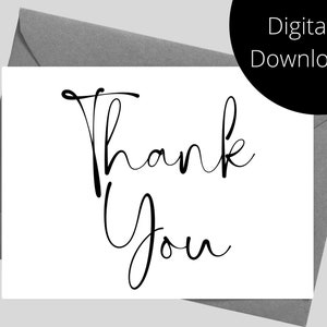 Printable Thank You Card, Thank You Card Printable, Digital Download ...