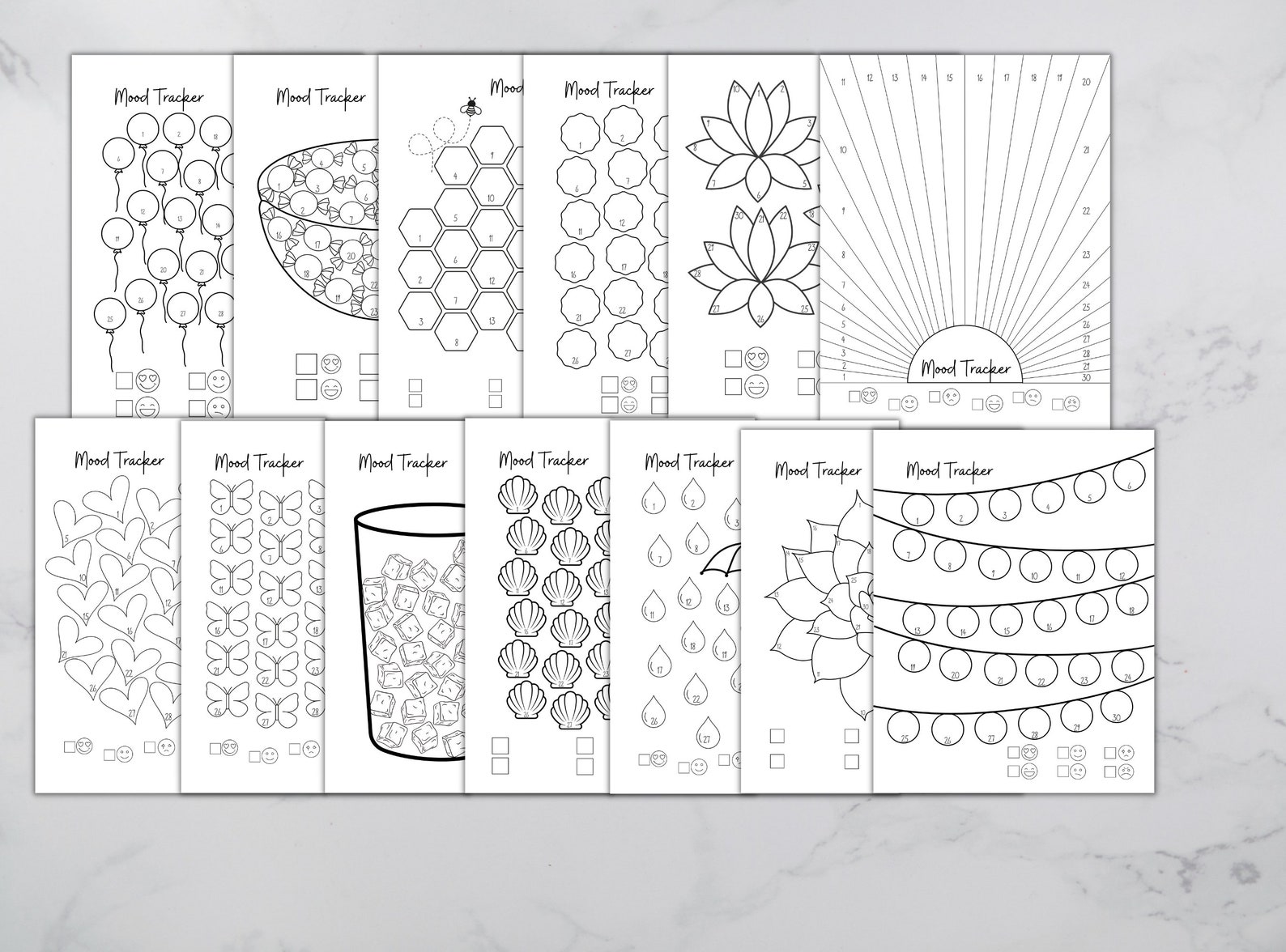 Bullet Journal Mood Tracker Printable Bujo Pages Mood Trackers - Etsy