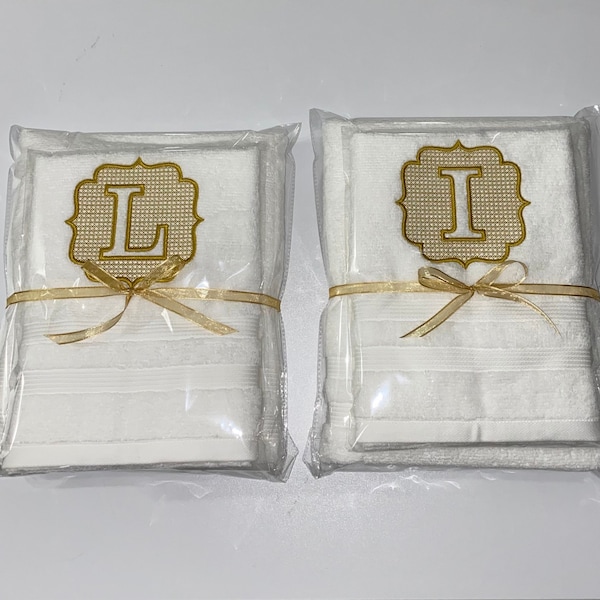 Personalized towels embroidery bathroom decor Name Initial towel gift Christmas decor gift Bridal gift Wedding house warming gift idea