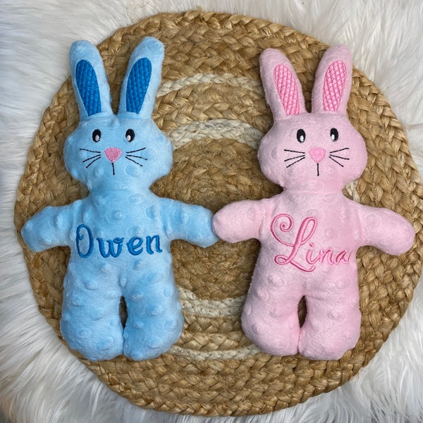 Personalized bunny rabbit easter baby crinkle rattle toy Baby shower gift Name Sensory toy Nursery decor newborn or children toy stuffie